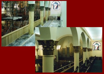 Church interior Before and After